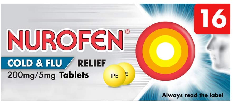 Nurofen Cold & Flu Tablets 200mg/5mg, 16 Pack, Sinus, Sore Throat, Congestion, Nasal Relief, Up To 8 Hours