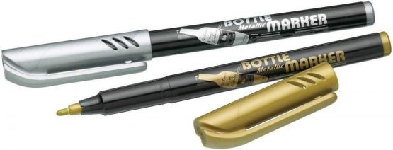 KitchenCraft Home Made Glass Pens (Pack of 2 Metallic Pens for Writing on Glass, CDs and Ceramic)