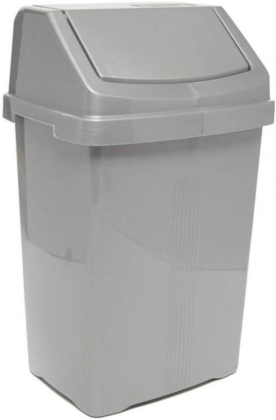 Wham High Grade 8l Silver Plastic Flip Top Waste Bin, 8Lt Small