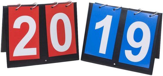 GOGO Set of 2 Portable Table Top Scoreboards, 1 Blue 1 Red