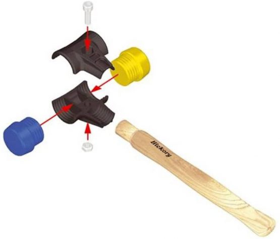 Wiha 83215040" Safety Medium Hard Soft-Faced Hammer, Blue/Yellow, 40 mm - Image 4