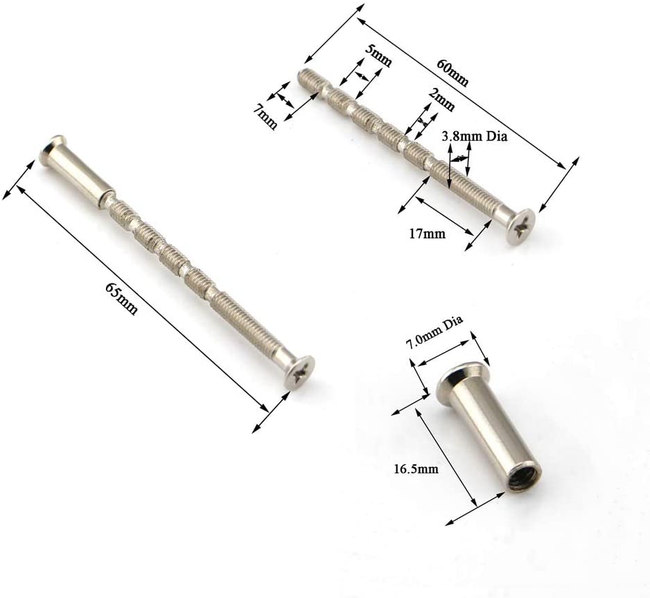 M4 Door Handle Screws Bolt Connecting Fixing for Handles,Escutcheons,Rose, Door Lock,Knob and Others(Nickel Color) 16Pieces - Image 4