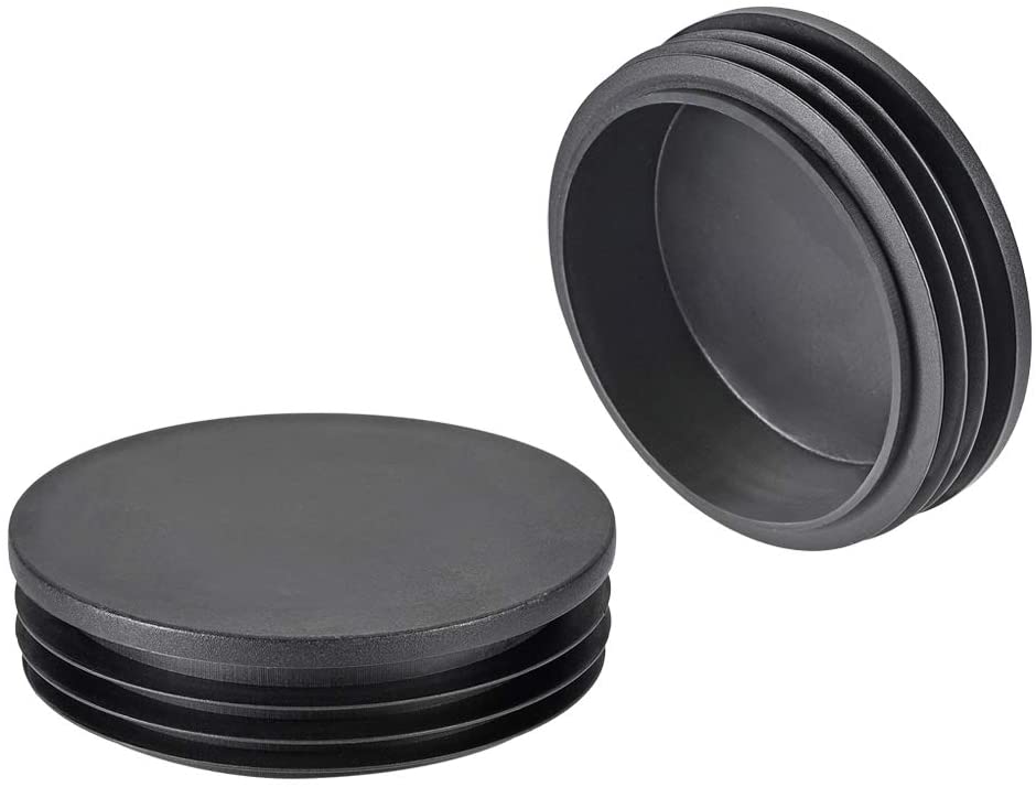 sourcing map 4pcs 100mm Dia Plastic Tubing Plug Round Post End Caps for Handrail Stair Newel Guardrail Tube Black