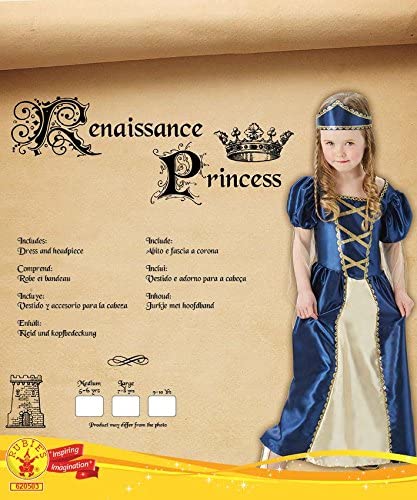 Rubies 620503 9-10 Official Renaissance Princess Costume, Girls', X-Large Halloween, Blue, 9-10 Years - Image 2