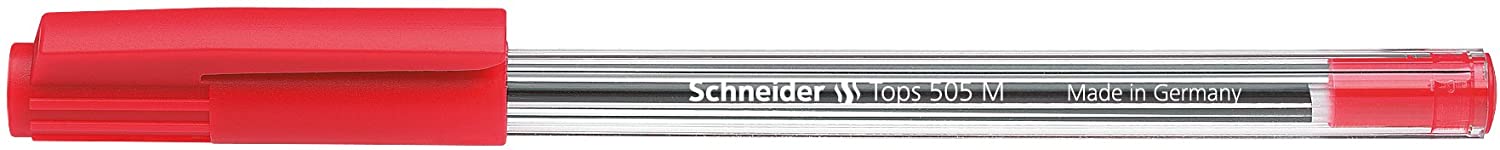 Schneider Tops 505 Writing Instruments Ballpoint Pen Cap Model M Red Barrel Colour Transparent - Image 2