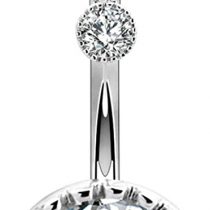 OUFER 14G Belly Bars 8/12/14mm Clear CZ Belly Rings Navel Rings 316L Surgical Steel Belly Piercing Jewellery Women Gift
