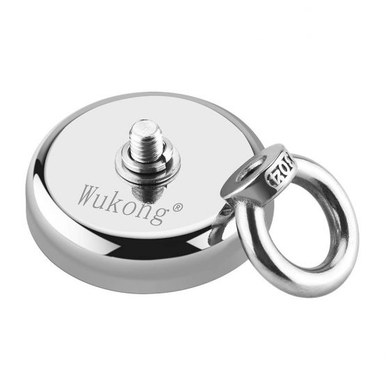 Round Neodymium Eyebolt Fishing Magnet with Rope x 66ft,Wukong Super Power N52 Pulling Force 353LB(160KG) Diameter x 60mm Thick x 15mm for Magnet Fishing and Salvage in River (Magnet Fishing-20m Rope) - Image 2