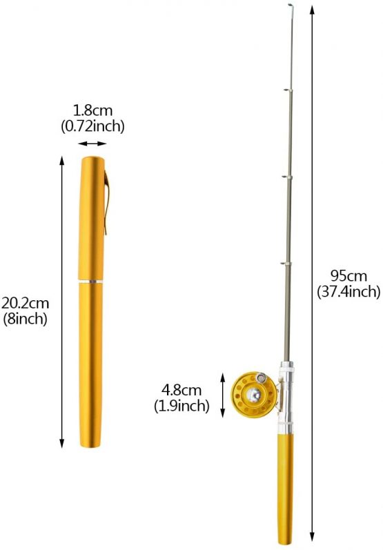 Saim Fly Fishing Rod, Aluminum Alloy Mini Telescopic Portable Pen Fishing Rod 36In(3Ft) - Image 3