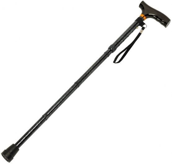 Homecraft Folding Coloured Walking Stick with Wooden Handle, Lightweight Adjustable Walking Cane for Balance, Mobility Aid, Grey Marble, 73 x 82cm