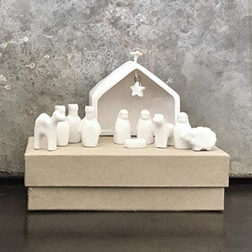 East of India: Boxed Porcelain Nativity Set, White - Image 3