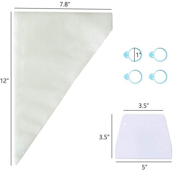 205 Pcs Clear Plastic Pastry Icing Bag Set,200 Pcs 12 inch Piping Bag+4 Icing Bag Ties+1 Icing Smoother,Fit All Nozzles & Couplers,for Cake Decoration, Cookies, Dessert - Image 2