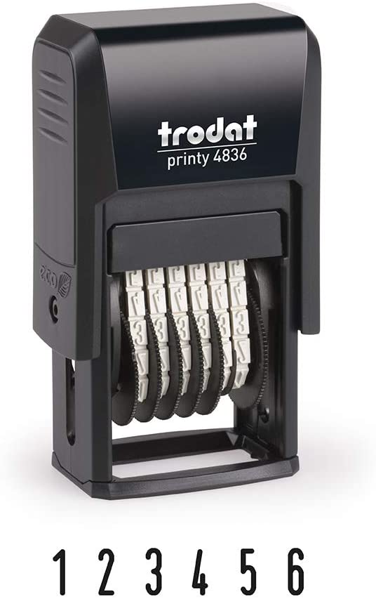 Trodat Printy 4836 Stamp 6 "Height, 3.8 mm, Black, 20 x 4 mm