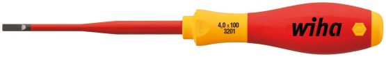 Wiha 4.0 x 100mm Slim Fix VDE Screwdriver Slotted