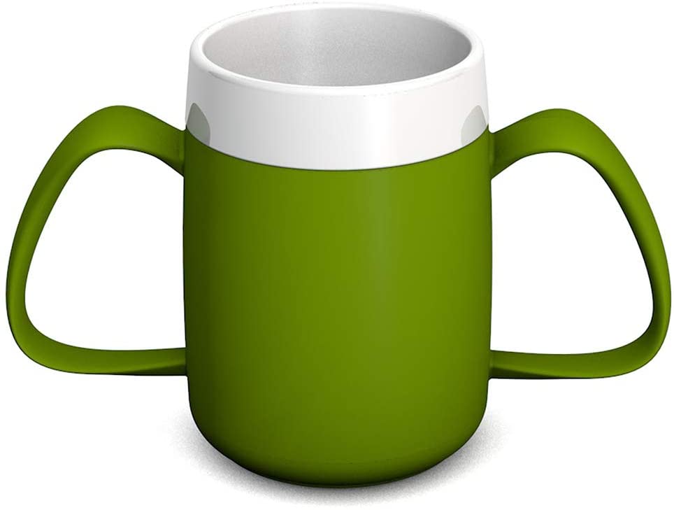 Ornamin Two Handled Mug with Internal Cone 140 ml Green with Spouted Lid with Small Opening (Model 815 + 806) - Image 4
