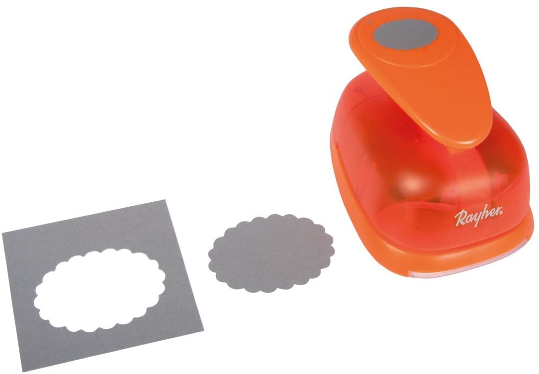 Rayher Paper Craft Punch, Scalloped Oval Lever Punch for Card Making Scrapbooking and Papercraft, 7.5cm, (3''), 8974500 - Image 2