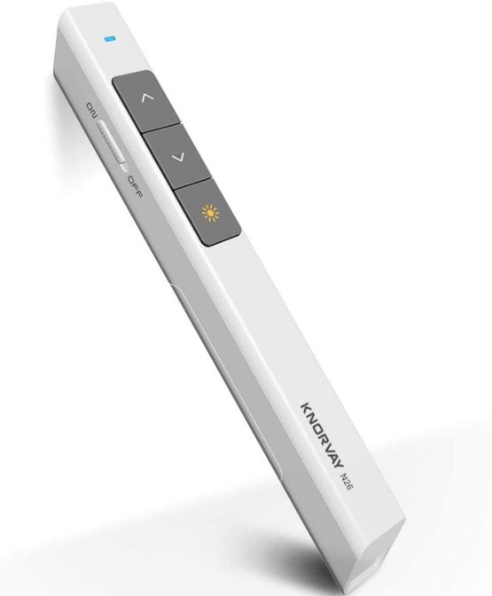 NORWII N26 Laser Pointer for Presentation Clicker 330FT/100M, 2.4GHz Wireless Presenter PPT Clicker for PowerPoint Remote Presentation Pointer Computer Clicker (White)