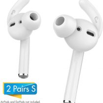 AHASTYLE AirPods Ear Hooks Covers 2 Pairs Silicone Antislip Earbuds Tips [Sound Quality Enhancement] for Apple AirPods 2 & 1 or EarPods (Small & Small, Clear)