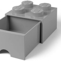 Room Copenhagen Lego Brick 4 Knobs, 1 Drawer, Stackable Storage Box, 4.7 l, Medium Stone Grey, 25 x 25 x 18 cm