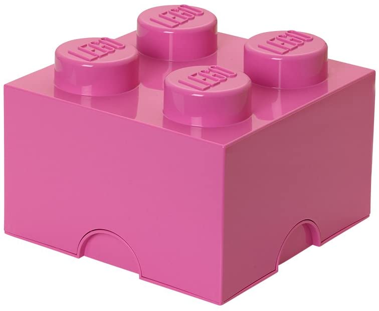 LEGO Brick 4 Knobs Stackable Storage Box, Bright (Pink), 5.7 Litre