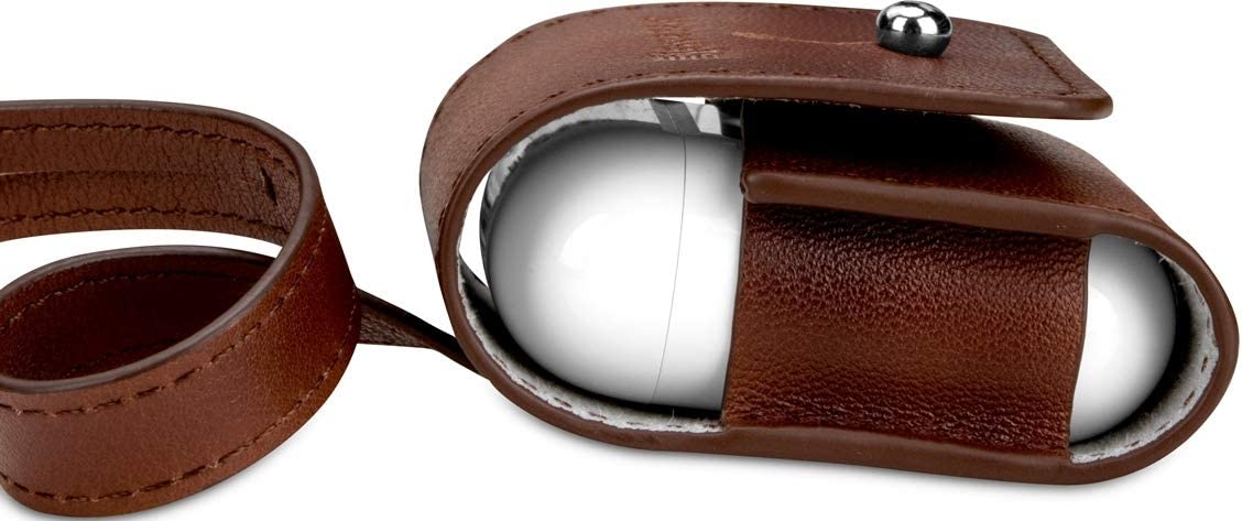 StilGut Leather Case for Apple AirPods 2. Generation, AirPods 2 Case with Leather-Band, Cognac Brown, Cognac - with leather strap - Image 4