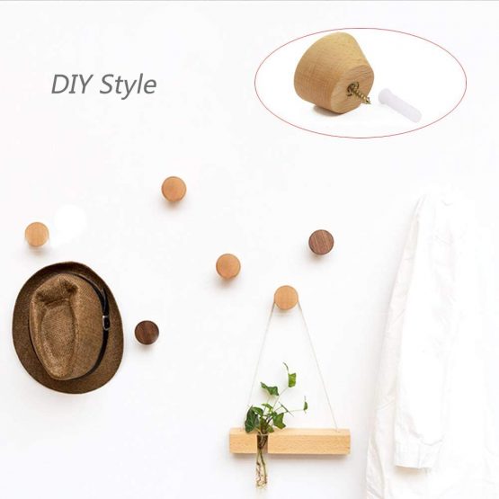Gumiho Wooden Coat Hook Dot Round Hangers, 5 Pack Natural Wall Mounted Clothes Scarf Hat and Bag Storage Hangers Towel Rack Bedroom Decoration, (2 pack large size,3 pack small size) - Image 3