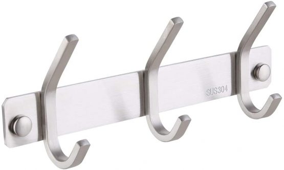 KES Rustproof Coat Rack Wall Mounted Stainless Steel 3-Hook Towel Hook Hook Rack Hook Rail Rust Resistant Brushed Finish AH203H3-2