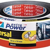 tesa 56389-00001-05 extra Power Universal - Fabric-Reinforced Duct Tape for Repairing, Fastening, Bundling, Reinforcing or Sealing - Black - 50 m x 50 mm