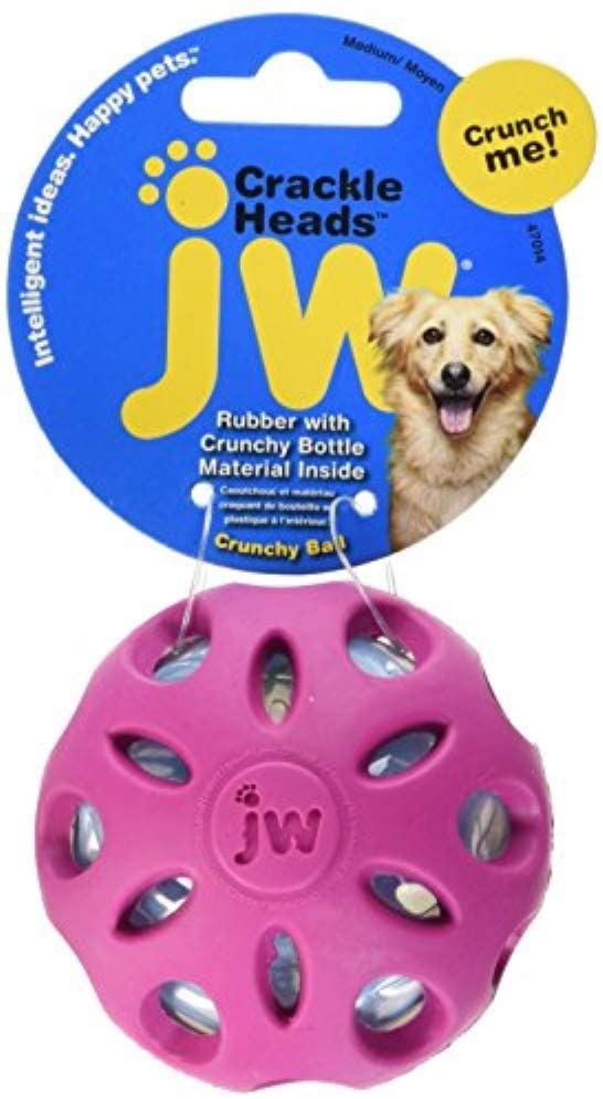 JW Crackle Ball Small By Rubber Ball with A Plastic Bottled Heart For Dogs, Assorted - Image 3