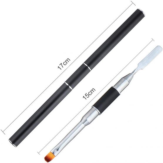 Dual-Ended Poly gel Brush & Picker, Kalolary 2 in 1 Designs Poly gel Brushes Stainless Steel Gel Nail Tool for Poly Gel UV Gel Acrylic Nails Extension - Image 3