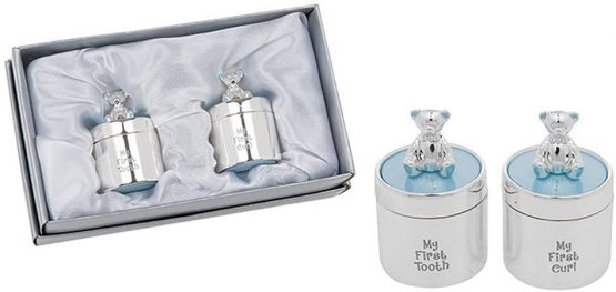 Shudehill Giftware Enamel First Tooth And Curl Set Blue