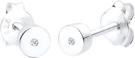 DIAMORE Earrings Women Stud Earrings Plain with Diamond (0.02 ct) in 925 Sterling Silver