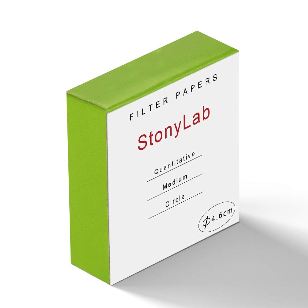 StonyLab Quantitative Filter Paper Circles, 46mm Diameter Cellulose Filter Paper with 20 Micron Particle Retention Medium Filtration Speed, Pack of 100