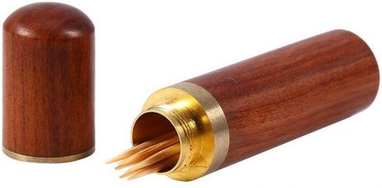 Wood Toothpick Holder with Lid Portable Toothpick Box Capsule Case Container Natural Crafts for Home and Travel Use (Rosewood) - Image 4