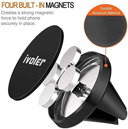 ivoler 2-Pack Car Phone Mount, Magnetic Phone Holder for Car Air Vent Compatible with Smartphones, with 4 Metal Plates - Black - Image 2