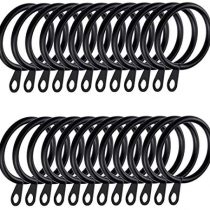 iPEAK 36 Pack Curtain Rings, Metal Curtain Rings Hanging Hooks For Curtain Rods Pole, 30 mm Internal Diameter (Black)