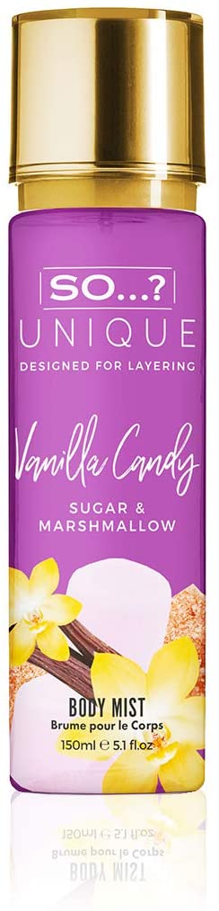 So…? Unique Womens Vegan Vanilla Candy Body Mist Fragrance Spray 150ml, WHITE