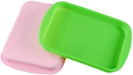 Silicone Bread and Loaf Tins，MKNZOME Square Silicone Non Stick Baking Tray Cake Bakeware Baking Moulds Pan for Cakes,Loaves, Breads, Pie, Pancakes, Pizza and Lasagna,Pack of 1
