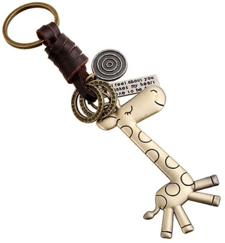 Deesos Keychain Key Ring Classic Vintage Style Cute Giraffe Cartoon Keychain For Bag Key Lock Wallet Party Bag Gift Giraffe