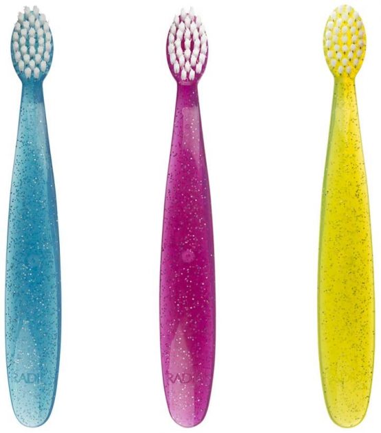 RADIUS Toothbrush Totz Brush Extra Soft Assorted Colors 3 Count | BPA Free and ADA Accepted | Designed for Delicate Teeth and Gums, for Children 18 Months and Up - Image 3
