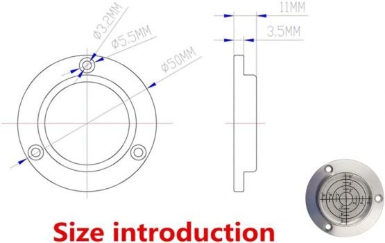 Umei 50X11.5mm Scale and with Hole Aluminum Alloy Circular Bubble Level High Precision Level Instrument Spirit Level Measuring Device White Water(Without Magnet) - Image 2