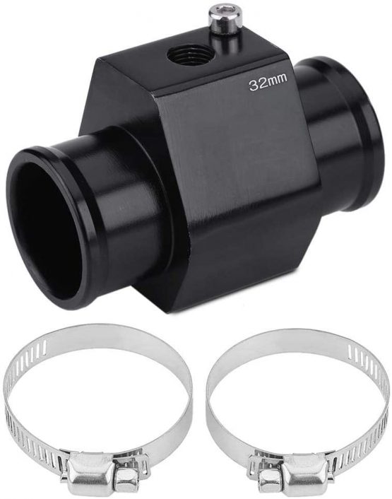 Water Temp Joint Pipe, 32mm Car Coolant Temperature Adapter Water Coolant Temp Adapter Temperature Joint Pipe Hose Sensor Gauge Black(32mm)