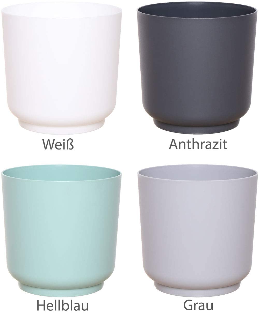 idea-station SATI Plastic Plant Pot Set 3 x 13 cm, white, Shatterproof and round Plant Pots, Suitable for Variety of Plants - Image 2