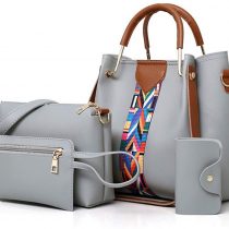 Women Handbag Set 4 in 1 Soft PU Leather Top Handle Bag, Tote Bag, Shoulder Bags Crossbody Bag Wallet Purse Set