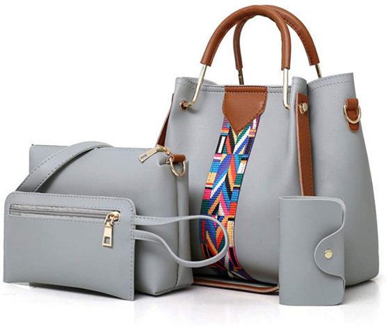 Women Handbag Set 4 in 1 Soft PU Leather Top Handle Bag, Tote Bag, Shoulder Bags Crossbody Bag Wallet Purse Set