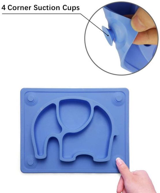 Kids Plates Baby Suction Placemat - SILIVO Non Slip Silicone Toddlers Placemat with Suction Cups for Babies, Kids and Children - (10"x7.8"x1.1") - Image 3