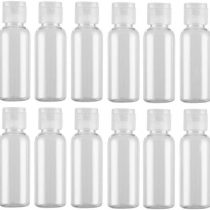 12PCS 30ml/1oz/ Empty Clear Plastic Sample Bottle Travel Container Jar Pot Vial with Flip Lid Perfect for Makeup Emollient Water Shower Gel Emulsion Liquid Comestic Containers (30ml/1oz)