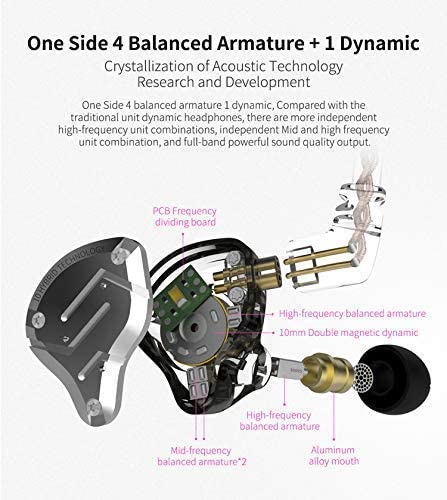 Yinyoo KZ ZS10 Pro IEM 5 Driver Wired Earphones,4BA 1DD In Ear Monitors,High Fidelity Gaming Earbuds,Aluminum Alloy Cover In Ear Headphones with 2Pin Jack 3.5mm Cable Include 4 works Eartips - Image 4