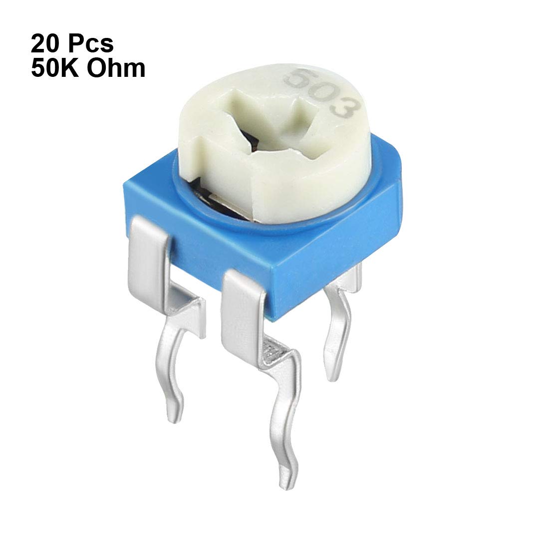 sourcing map 20 Pcs 50K Ohm Variable Resistors Top Adjustable Horizontal Cermet Potentiometer, 20Pcs-50K - Image 2