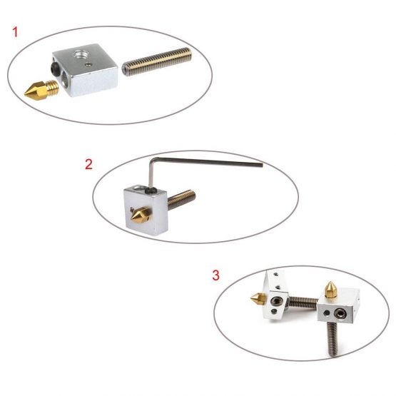 RUNCCI 6pcs 30MM Length Extruder 1.75MM Teflon Throat Tube and 6pcs 0.4MM Brass Extruder Nozzle Print Heads and 6pcs Heater Blocks Hotend + 3D cleaning needle， for MK8 Makerbot Anet A8 3D Printer - Image 2