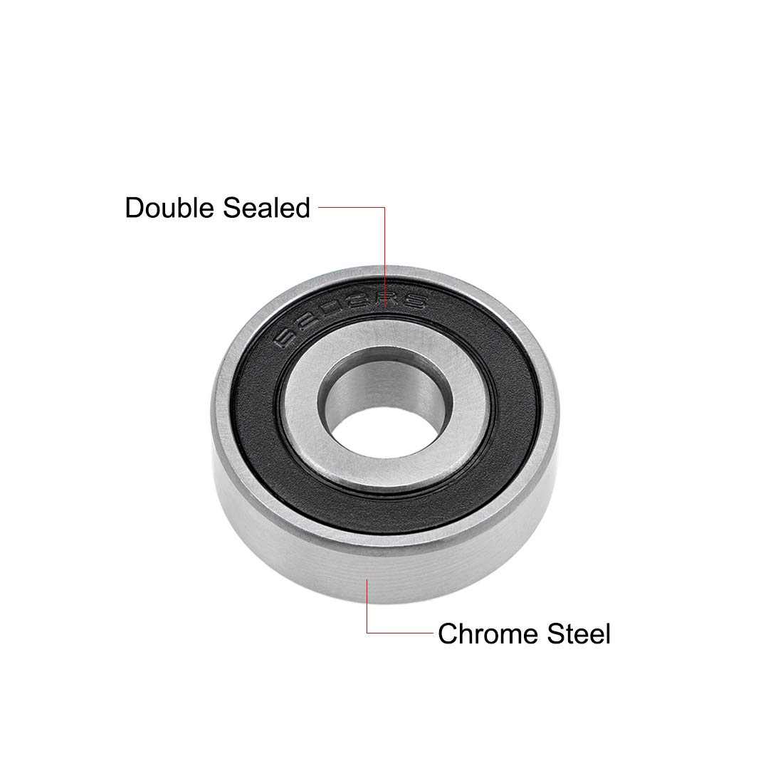 sourcing map 6202-16-2RS Deep Groove Ball Bearings 16mm Inner Dia 35mm OD 11mm Bore Double Sealed Chrome Steel Z2 4pcs - Image 2